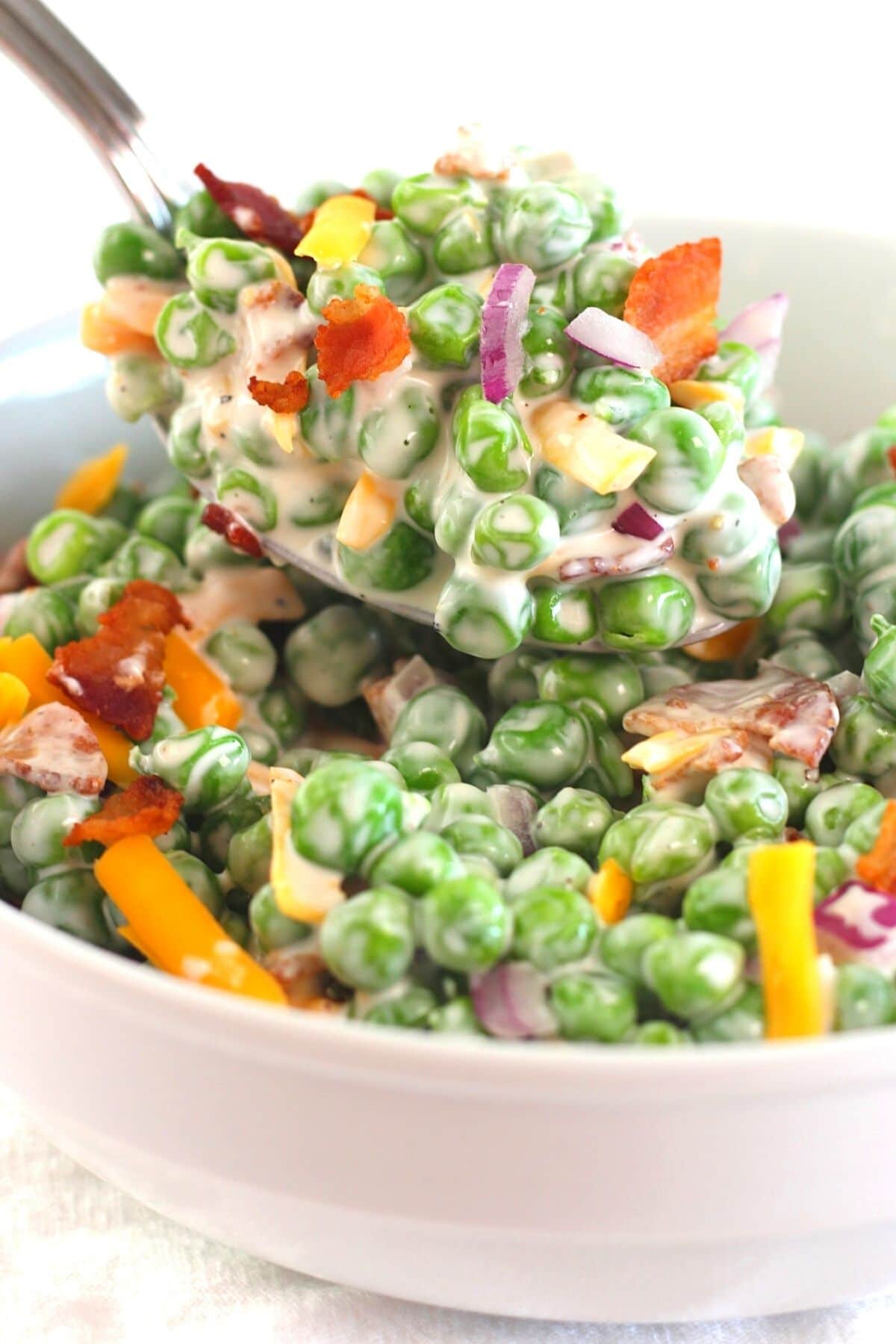 Best Ever Creamy Pea Salad with Bacon
