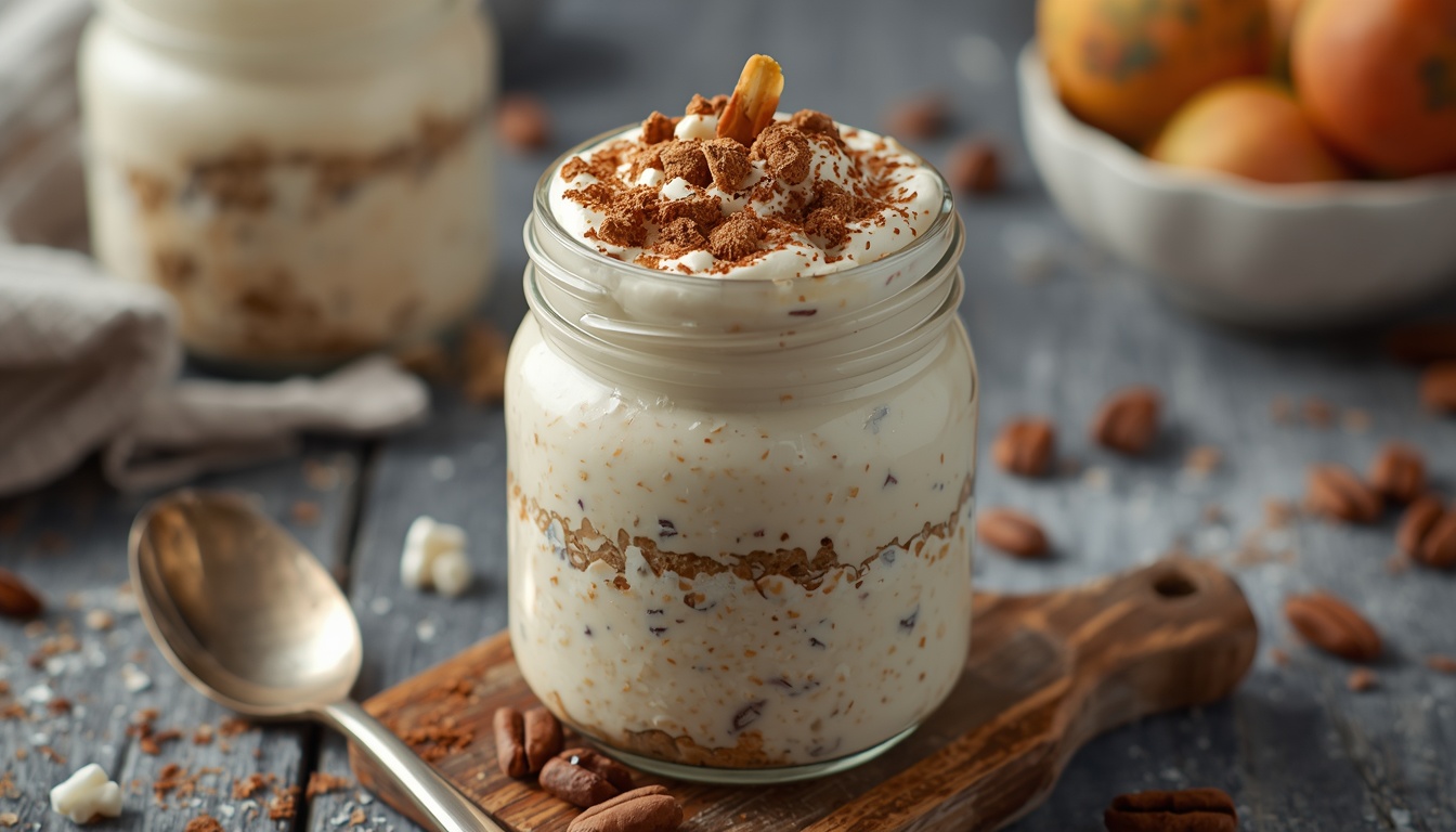 High-protein tiramisu overnight oats