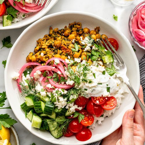 chickpea shawarma lunch bowl meal prep